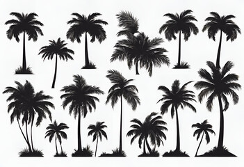 Palm tree background, several coconut trees, palm trees, summer, large background