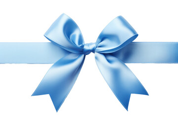 Blue silk ribbon with bow isolated
