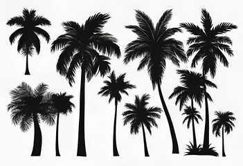 Palm tree background, several coconut trees, palm trees, summer, large background