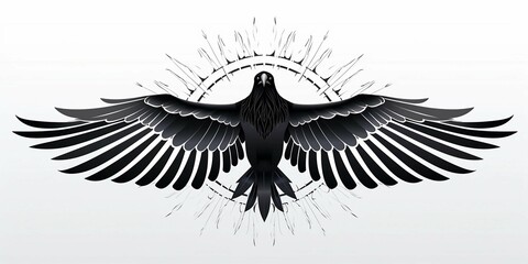 Fototapeta premium A Soaring Crow or Raven Wings Spread Wide Banner