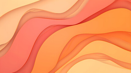 Pastel orange peach and custard shapeless Flat background abstract background with waves - obrazy, fototapety, plakaty