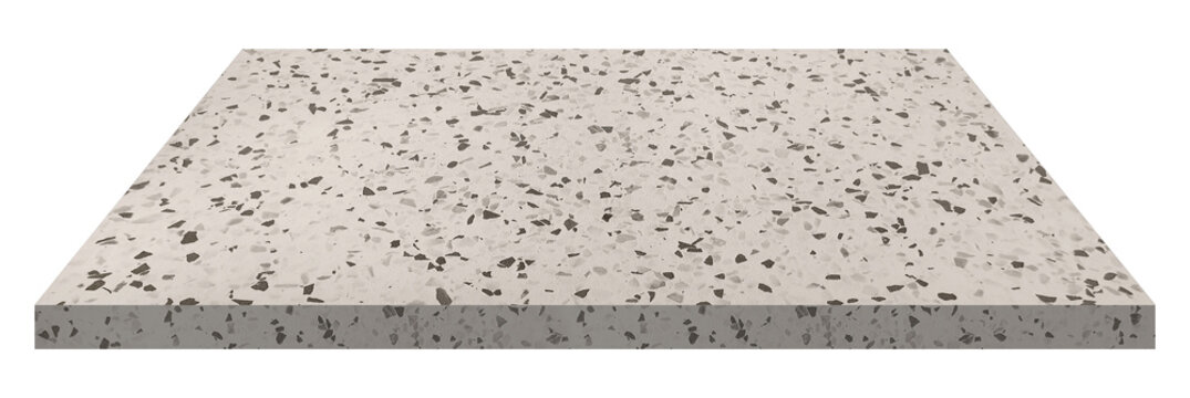 beige terrazzo srone table showing beautiful stone flakes isolated on background with clipping path. luxury vintage table for photo montage. grey table top or counter top for displayed products.