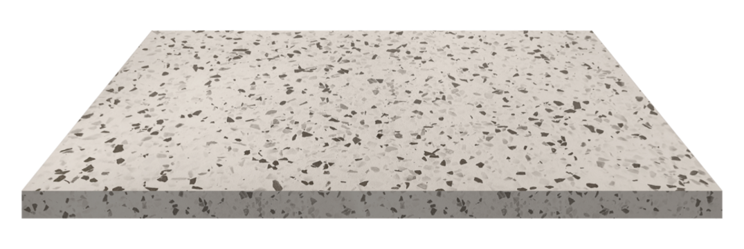 beige terrazzo srone table showing beautiful stone flakes isolated on background with clipping path. luxury vintage table for photo montage. grey table top or counter top for displayed products.