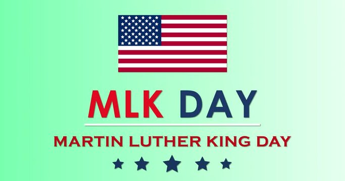 
Martin Luther King Jr. Day poster banner animation with US flag in 4K. MLK DAY Civil rights movement leader, I have dream speech background motion graphic. Day of service simple elegant patriotic BG.