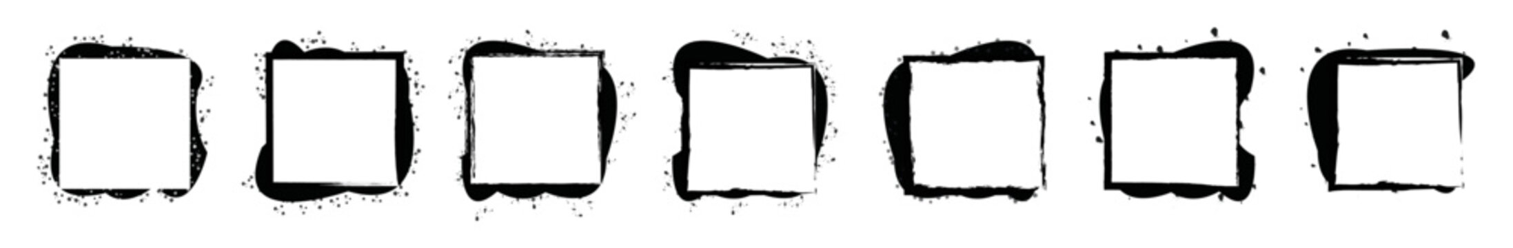 recommend clip art: Grunge brush outline frames set. Hand drawn rectangle sketch frame borders shape elements.