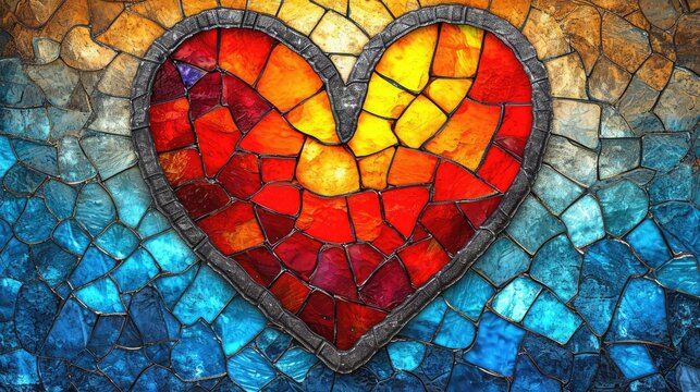 Stained glass window background with colorful abstract.
