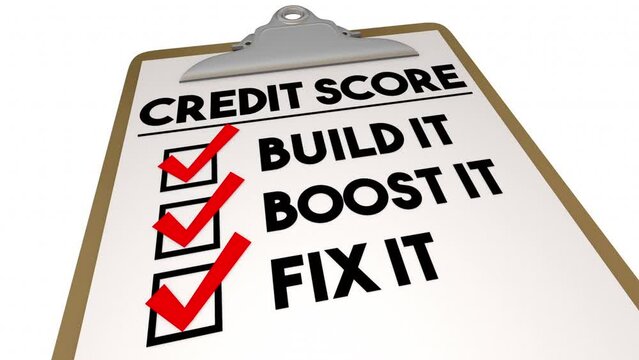 Credit Score Build Boost Fix It Checklist Steps How to Apply Loan Best Rate 3d Animation
