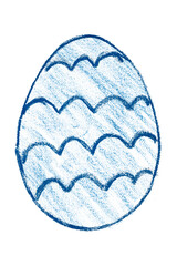 Drawing blue Easter eggs isolated on transparent background.