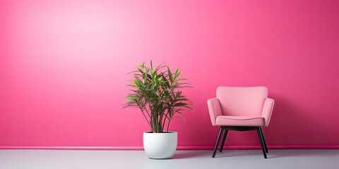 New plant by pink chair