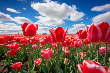 Landscape with tulips in Zaanse