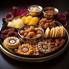 Obraz na płótnie Canvas A Close-up of a Makar Sankranti Thali with Traditional Dishes 
