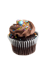chocolate buttercream cupcake with sprinkles - 704492191