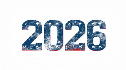 New year inscription "2026" Written patriotic on a isolated white background. Happy New Year, Happy 2026, Generative Ai