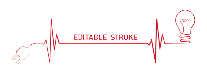 Editable heart rhythm idea illustration with lightbulb, heartbeat line vector design to use in healthcare, business idea, healthy lifestyle, medicine and ekg concept illustration projects. 