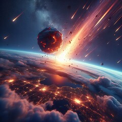 Meteor bouncing off the earths atmosphere - obrazy, fototapety, plakaty