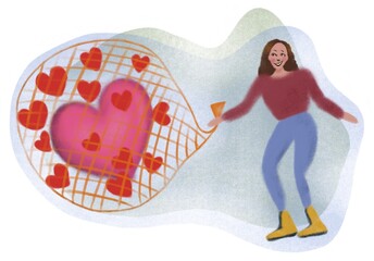 Illustration about falling in love, winning hearts, Valentine's day
