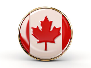 Obraz premium Round pin canada flag 3d illustration