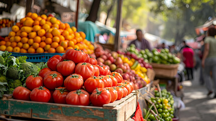 tomatoes in a market