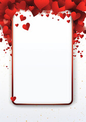 valentine frame with hearts - obrazy, fototapety, plakaty