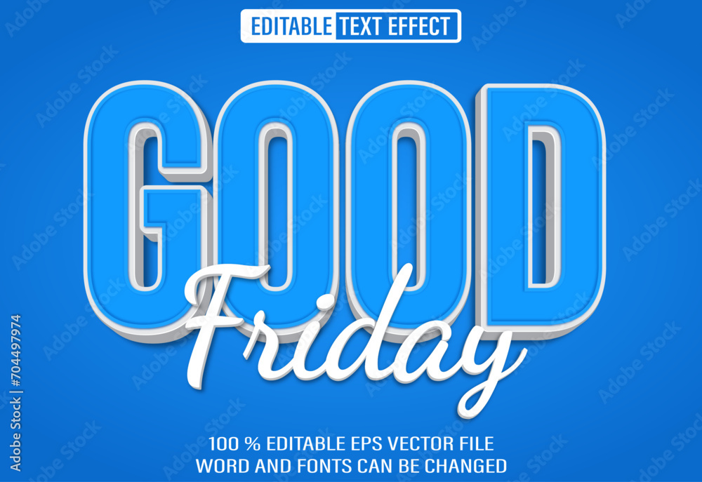 Fototapete editable 3d text style effect - good friday text effect template