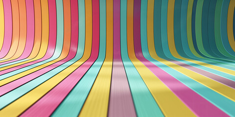 3d of colorful pastel striped floor background