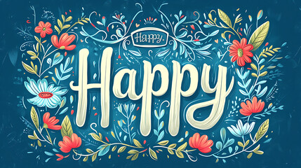 Joyful Vibes: Expressing 'Happy' in Playful Lettering