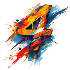 Dynamic Duo: Graphic Design with Abstract Number 4 in Orange and Blue