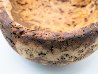 Oak Burr Burl Wooden Bowl Close Up