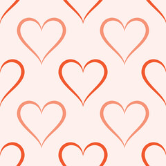 Valentine pattern seamless heart shape coral colors background.