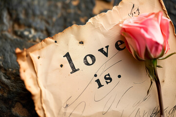 "Love Is..." Old Paper Inscription
