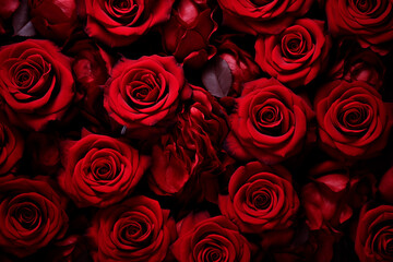 Naklejka premium bouquet of fresh red roses for valentine's day, full frame background