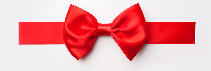 Red bow and ribbon isolated on white background