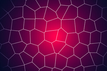 Abstract geometric Voronoi background. Minimalist design with irregular  polygonal shapes in gradient rendering red to black. Fine grain texture effect. Copy space