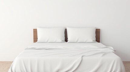 Mockup of a white blanket without any wrinkles laying flat on a bed 