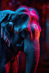 Elefant mit Kopfhörer