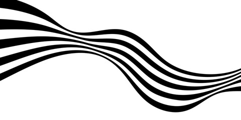 Black on white abstract perspective line stripes with 3d dimensional effect