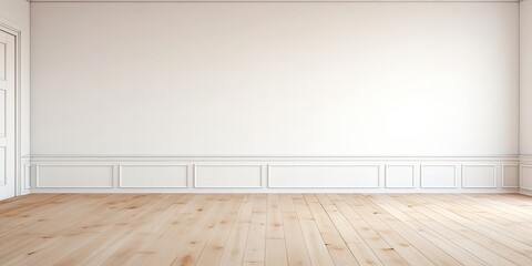 Empty room with white walls, wooden floor.