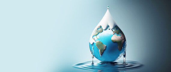 earth with water drop for saving water and sustainable World water day,