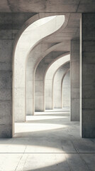 Fototapeta premium Illustration Beton, Architektur, lichtdurchfluteter Korridor, Light, Schatten und Formen, Generative AI