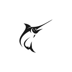 Swordfish Logo isolated on white background. Design swordfish for logo, Simple and clean flat design of the swordfish logo template. Suitable for your design need, logo, illustration, animation, etc.