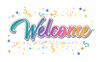 Colorful gradient welcome typography for banner