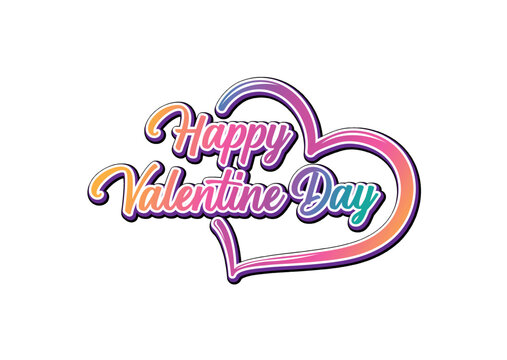 Colorful gradient Valentine day typography 