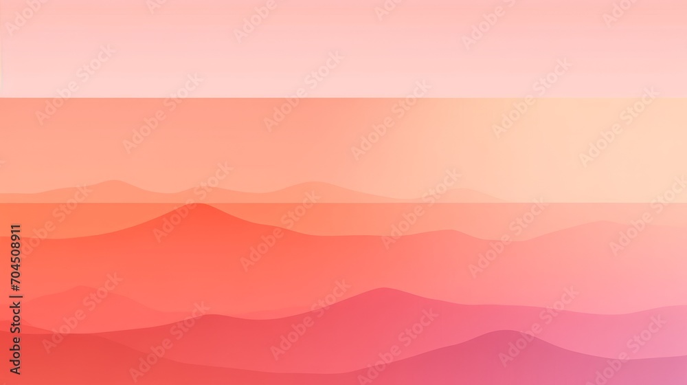 Wall mural gradient background, silhouettes of mountains, combination of pink peach color with linear gradient background on a horizontal frame.