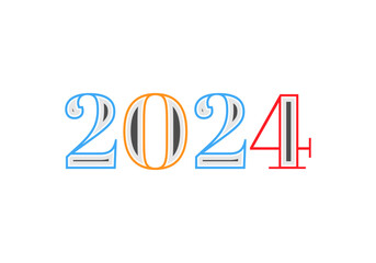 2024 colorful text vector graphics, 2024 happy new year, calendar logo