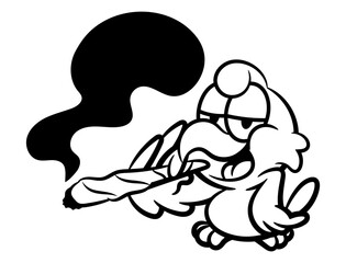 Cartoon illustration of Cute little bird smoking cannabis, best for outline, logo, and coloring book with marijuana themes