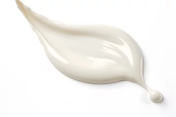Türaufkleber White milk  or cream wave splash with splatters and drops isolated on white background © Oksana