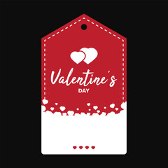 Valentine's day tags with white hearts. Happy Valentine's day concept. Hand drawn vector illustration in red, white colors