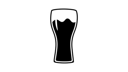 Glass of beer, black isolated silhouette