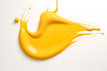 Melted cheese or yellow cream on white background. 