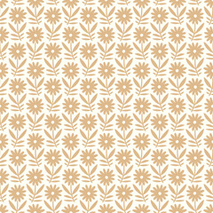 Fototapeta premium Hand drawn seamless pattern with decorative doodle flowers, repeat pattern with flowers and leaves